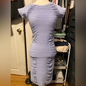 Pre-Owned, Women’s Size L/XL Aura Lavender Textured Midi Short Sleeve Dress